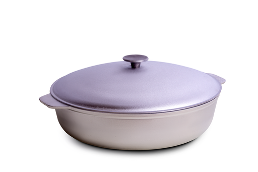 [D41321] Frying pan with two aluminum handles and aluminum lid, d. 320 mm